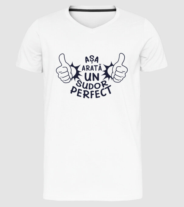 Așa arată un SUDOR perfect model alb pe tricou
