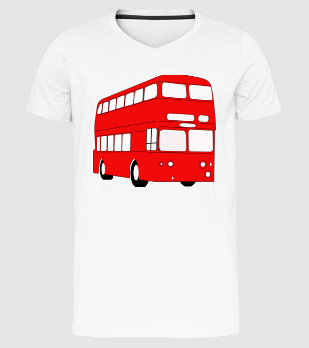 Autobuze model alb pe tricou