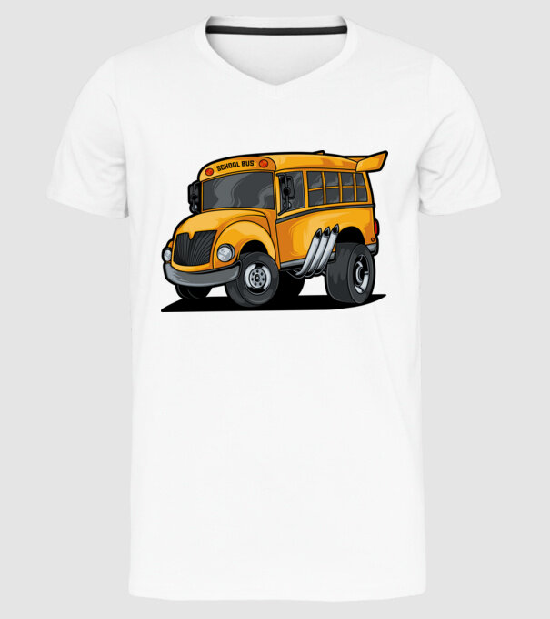 Autobuze model alb pe tricou
