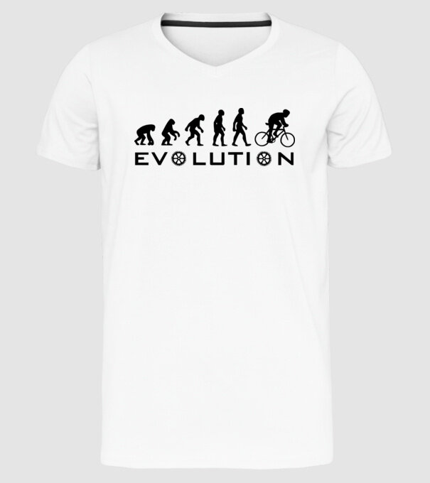 Bike evolution model alb pe tricou
