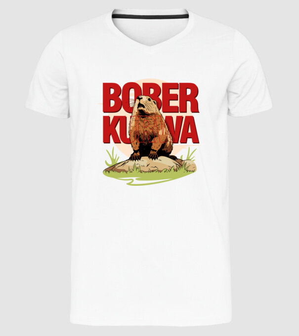 BOBER model alb pe tricou