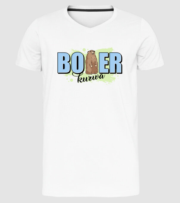 Bober Kurwa model alb pe tricou