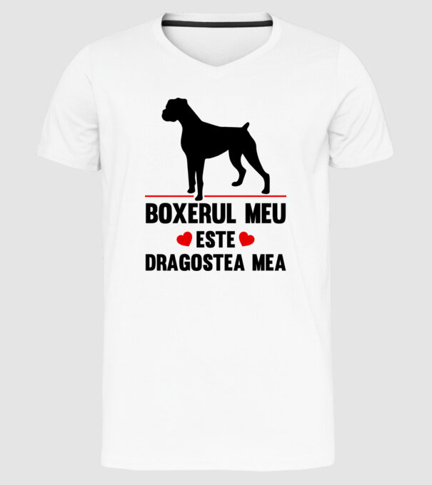 boxerul meu este dragostea mea model alb pe tricou