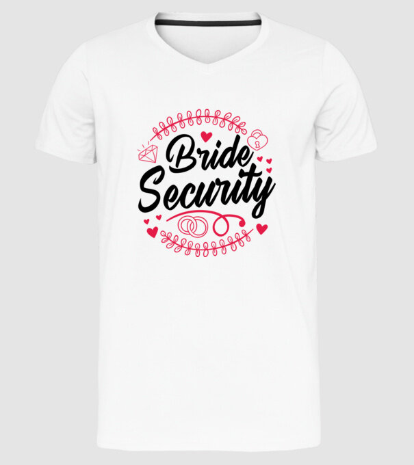 Bride Security model alb pe tricou