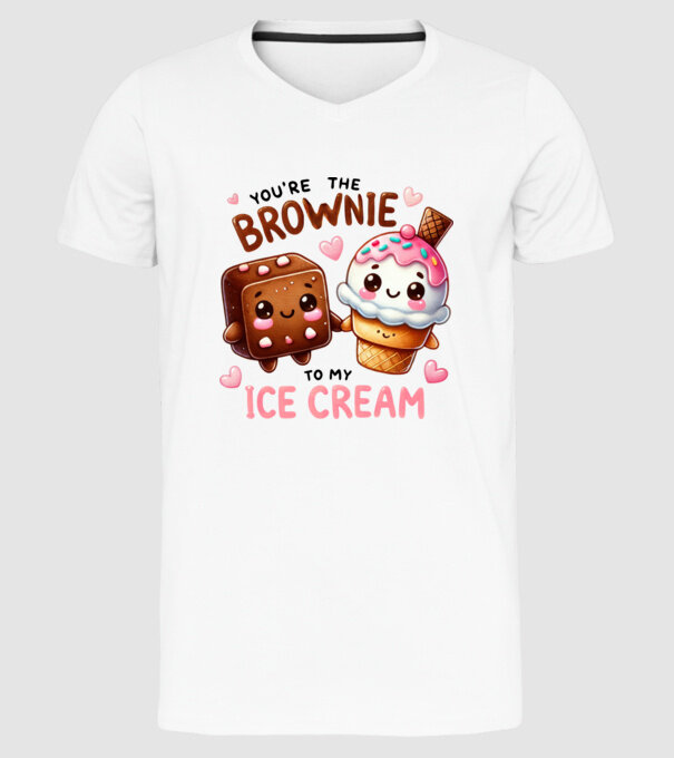 Brownie to my Ice Cream model alb pe tricou