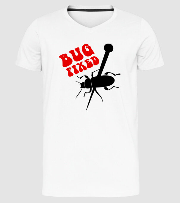 Bug fixed model alb pe tricou