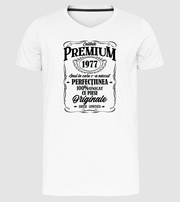 calitate premium -1977 - anul în care s-a născut - perfecțiunea - 100% unicat, cu piese originale, ediție limitată model alb pe tricou