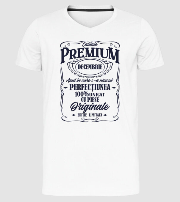 calitate premium -decembrie- anul în care s-a născut - perfecțiunea - 100% unicat, cu piese originale, ediție limitată model alb pe tricou