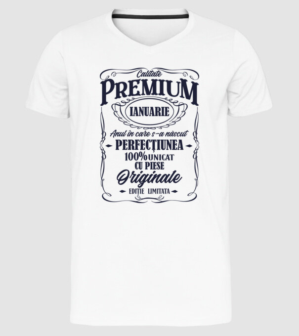 calitate premium -ianuarie- anul în care s-a născut - perfecțiunea - 100% unicat, cu piese originale, ediție limitată model alb pe tricou