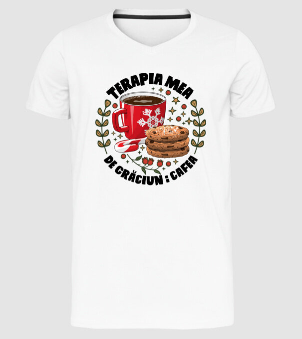 Cană de cafea de Crăciun model alb pe tricou