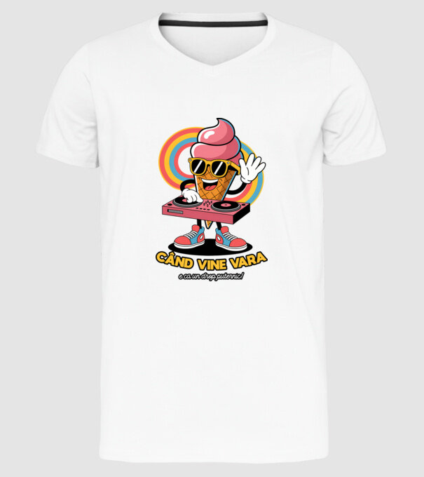 Când vine vara, e ca un drop puternic! model alb pe tricou