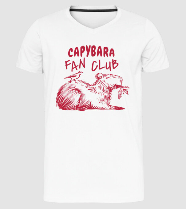 Capybara fan club model alb pe tricou