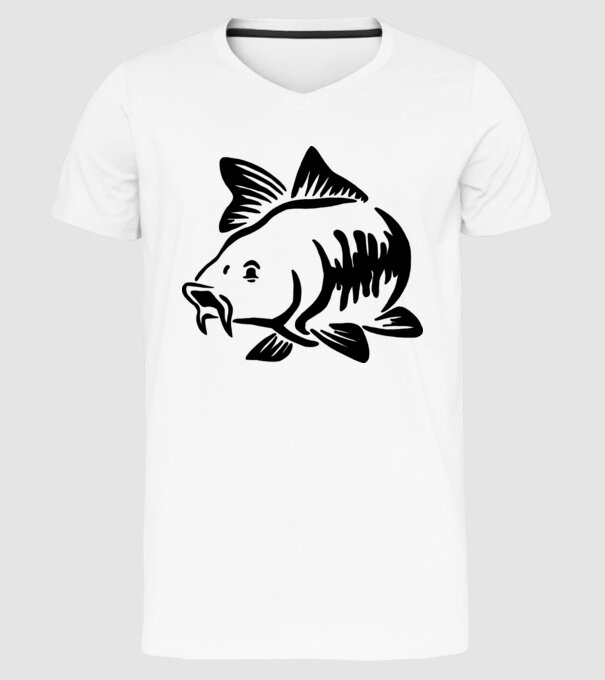 Carp model alb pe tricou