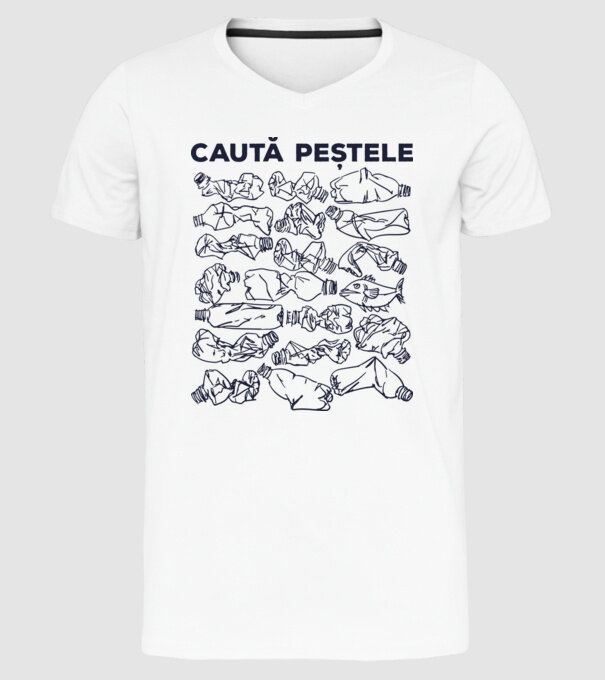 Caută peștele model alb pe tricou