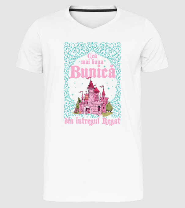 Cea mai bună bunică din întregul regat model alb pe tricou