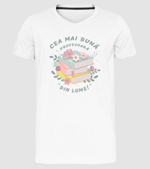 Cea mai bună profesoară din lume model alb pe tricou
