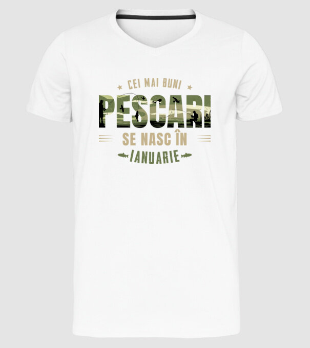 Cei mai buni pescari se nasc în ianuarie model alb pe tricou