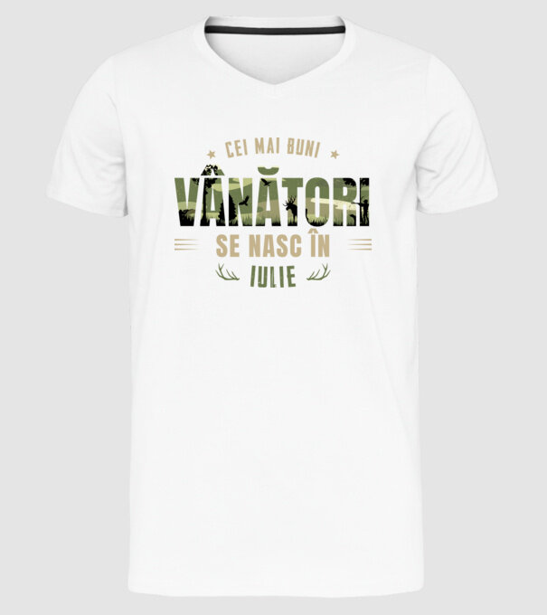Cei mai buni vânători se nasc în iulie model alb pe tricou