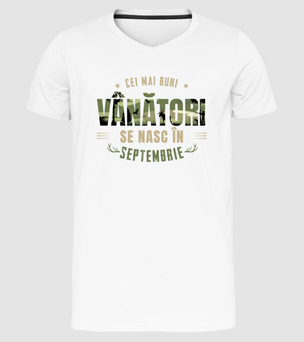 Cei mai buni vânători se nasc în septembrie model alb pe tricou
