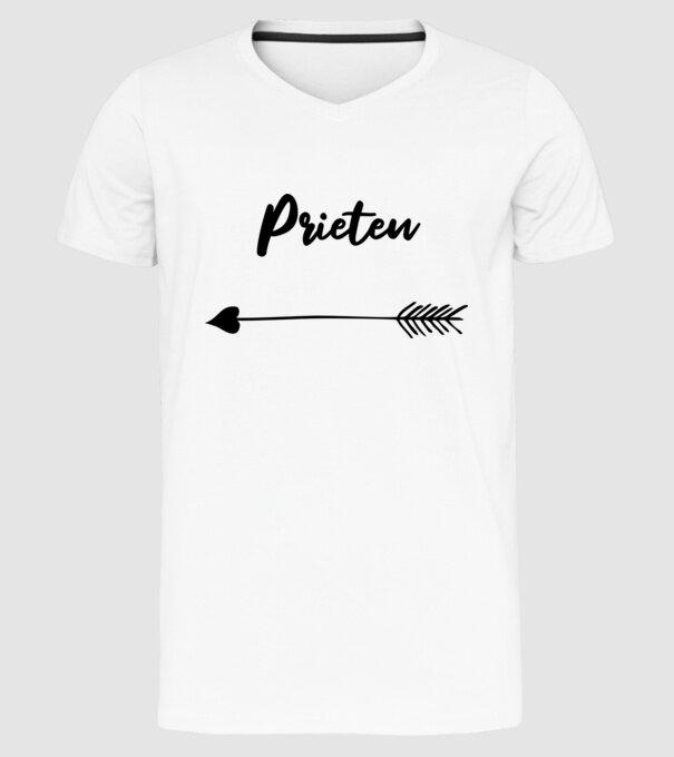 prieten model alb pe tricou