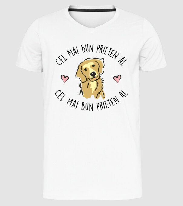 Cel mai bun prieten al meu este un golden retriever model alb pe tricou