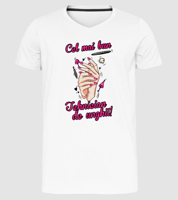 Cel mai bun tehnician de unghii model alb pe tricou