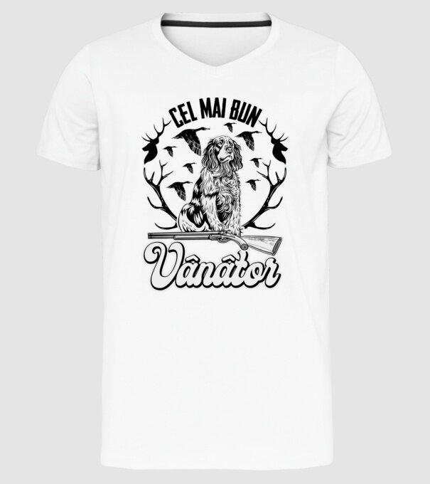 Cel mai bun vânător model alb pe tricou