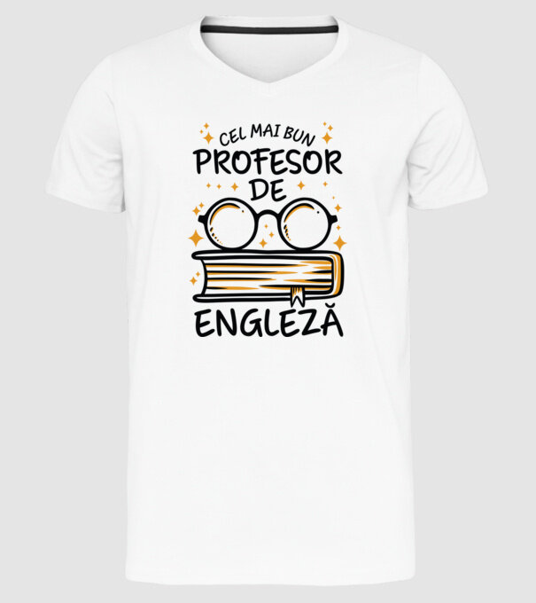 Cel mai profesor engleză model alb pe tricou