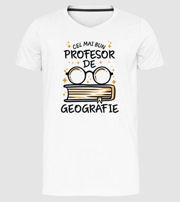 Cel mai profesor geografie model alb pe tricou
