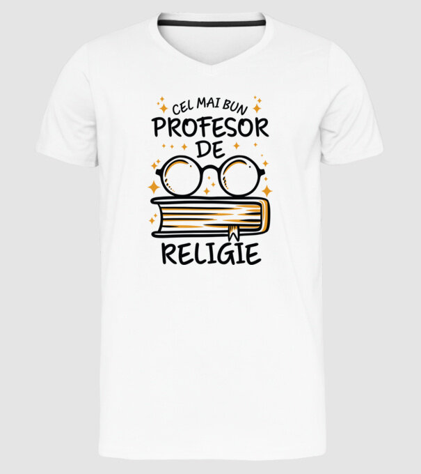 Cel mai profesor religie model alb pe tricou