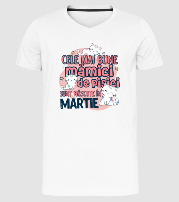 Cele mai bune mămici de pisici Martie model alb pe tricou