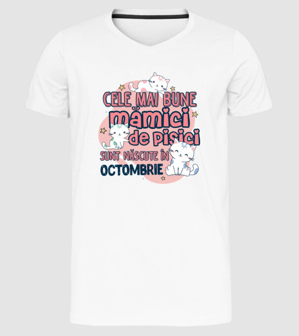Cele mai bune mămici de pisici octombrie model alb pe tricou