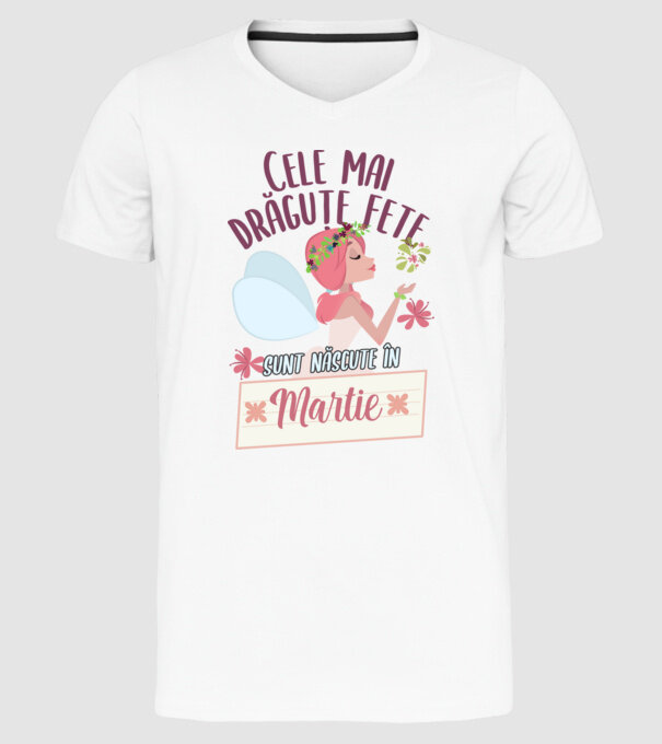 Cele mai drăguțe fete sunt născute în martie. model alb pe tricou