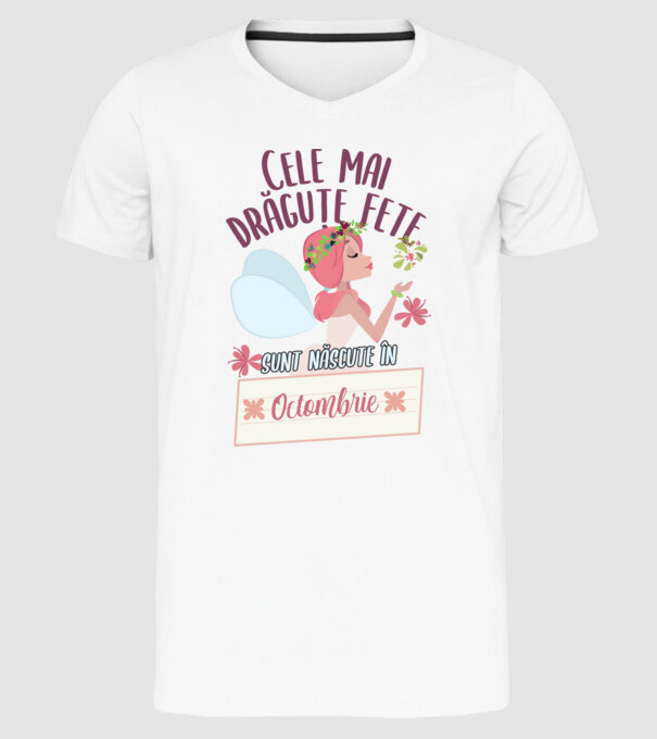 Cele mai drăguțe fete sunt născute în octombrie. model alb pe tricou