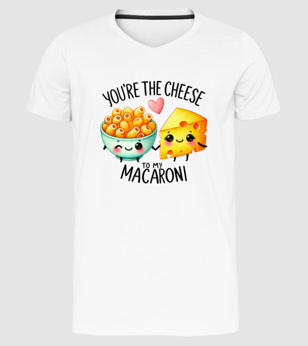 Cheese to my Macaroni model alb pe tricou