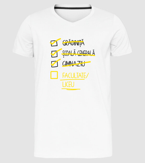Cheklist educație - Gimnaziu alb model alb pe tricou