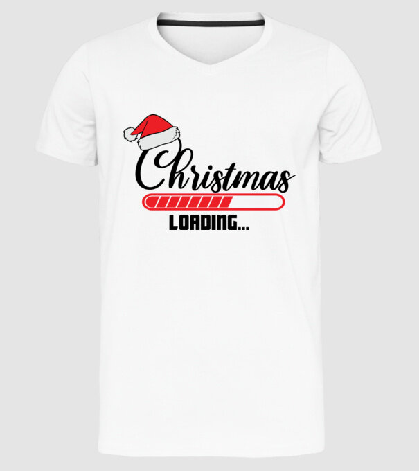 Christmas is loading model alb pe tricou
