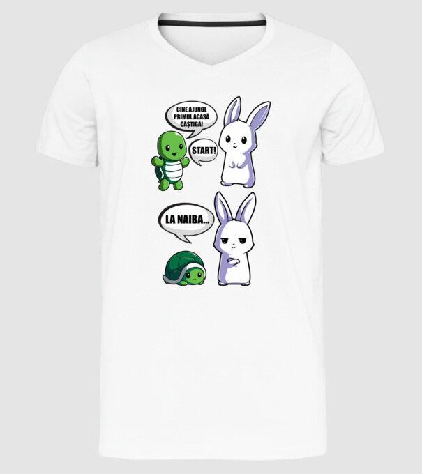 cine ajunge primul acasă câștigă! - start! - la naiba... model alb pe tricou