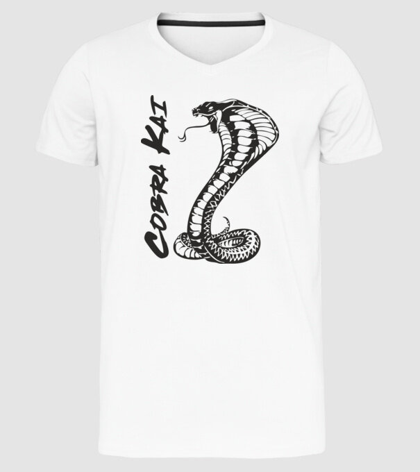 cobra kai black model alb pe tricou