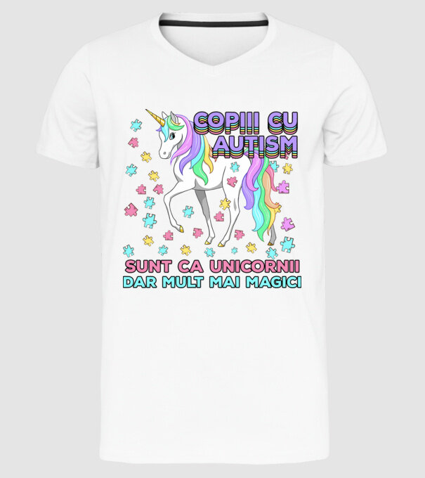 Copiii cu autism sunt ca unicornii, dar mult mai magici model alb pe tricou