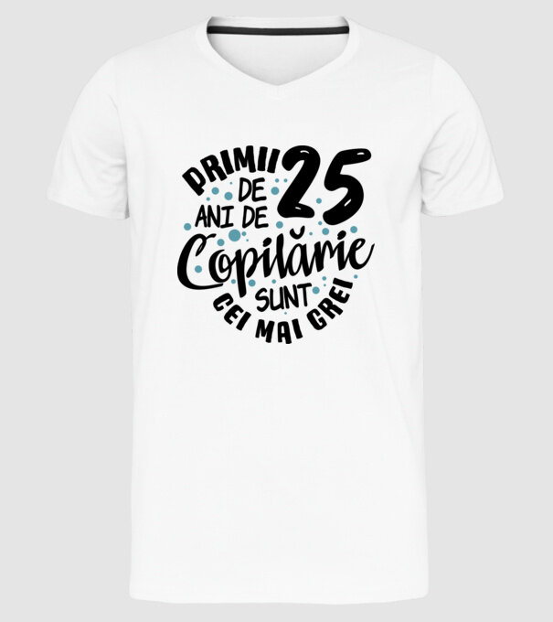 Copilărie 25 de ani model alb pe tricou