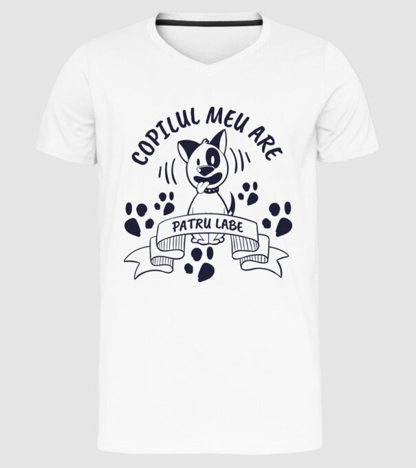 Copilul meu are patru labe model alb pe tricou
