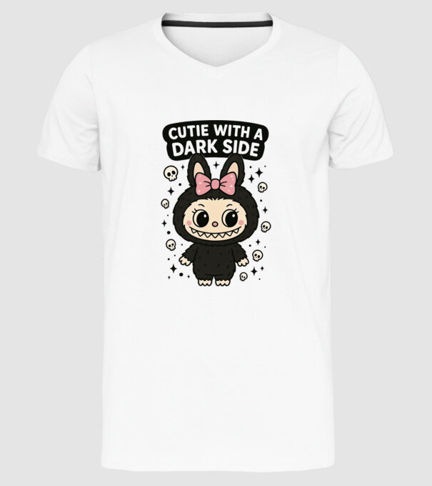 Cutie with a dark side model alb pe tricou