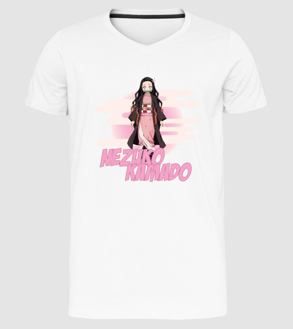 Demon Slayer  Nezuko model alb pe tricou