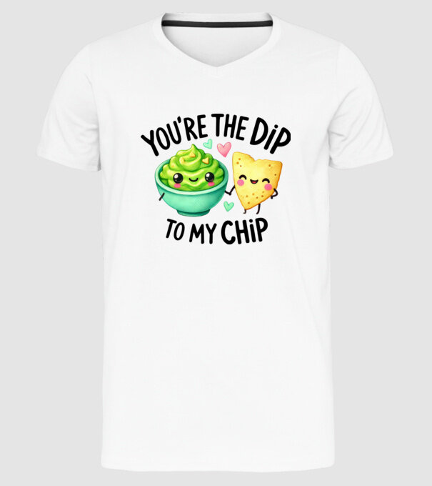 Dip to my Chip model alb pe tricou