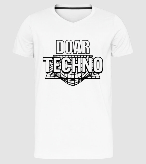 Doar techno model alb pe tricou