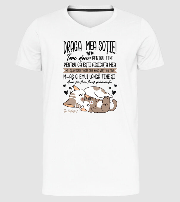 Draga mea soție model alb pe tricou