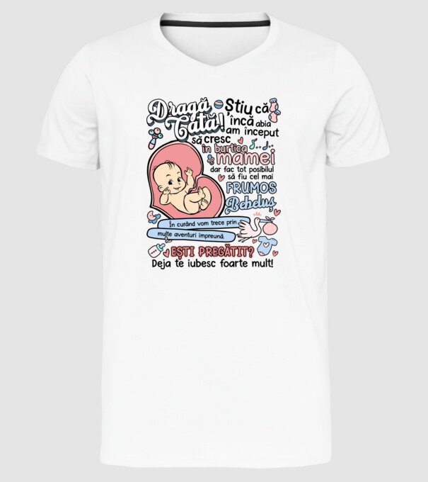Dragă tată model alb pe tricou