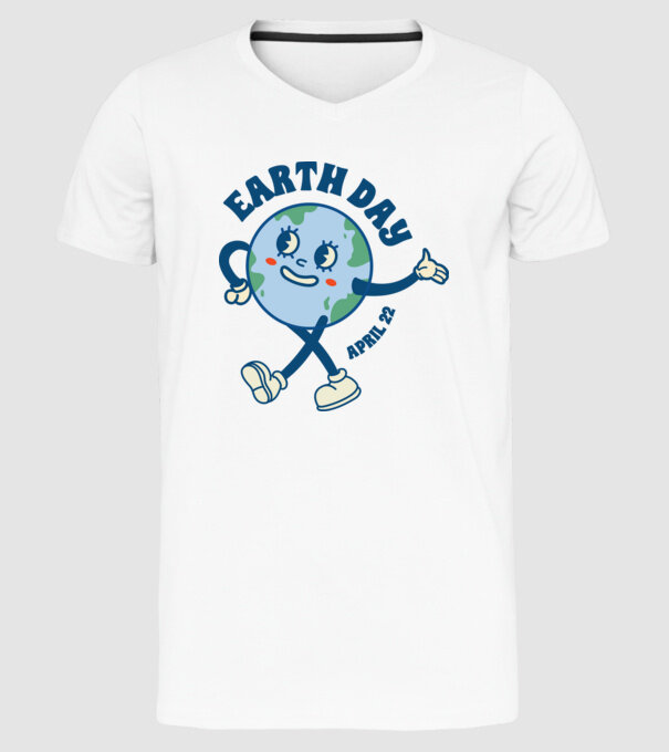 Earth Day model alb pe tricou