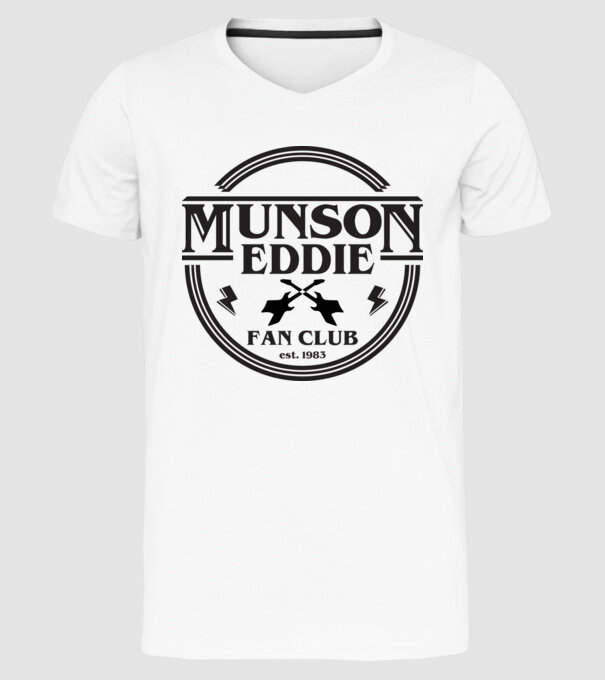 eddie munson fan club est 1983 model alb pe tricou